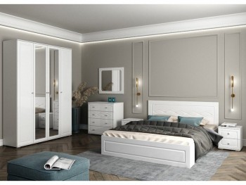 Модульная спальня Барселона (Белый/Белый глянец) в Артёмовске - artyomovsk.mebel54.com | фото