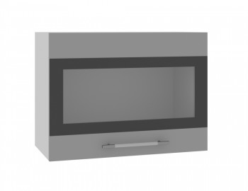 Норд ШВГС 600 Шкаф верхний горизонтальный со стеклом (Софт черный/корпус Белый) в Артёмовске - artyomovsk.mebel54.com | фото