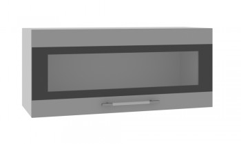 Норд ШВГС 800 Шкаф верхний горизонтальный со стеклом (Софт черный/корпус Белый) в Артёмовске - artyomovsk.mebel54.com | фото