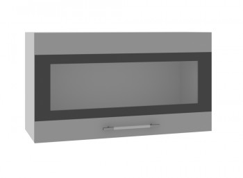 Ройс ВПГСФ 800 Шкаф верхний горизонтальный со стеклом с фотопечатью высокий (Черника софт/корпус Серый) в Артёмовске - artyomovsk.mebel54.com | фото