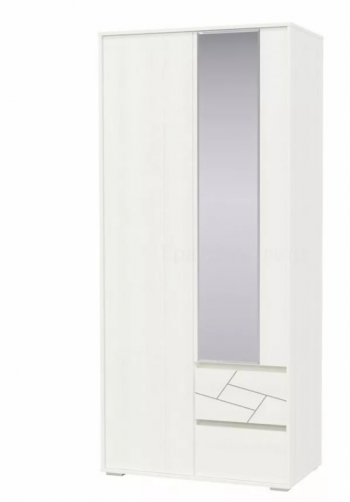 Шкаф 2-х дверный с ящиками Аделина 1000 Рамух белый в Артёмовске - artyomovsk.mebel54.com | фото