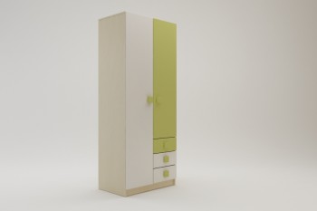 Шкаф 2-х створчатый с ящиками Эппл (Зеленый/Белый/корпус Клен) в Артёмовске - artyomovsk.mebel54.com | фото