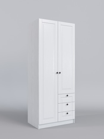 Шкаф 2-х створчатый с ящиками Классика (Белый/корпус Выбеленное дерево) в Артёмовске - artyomovsk.mebel54.com | фото