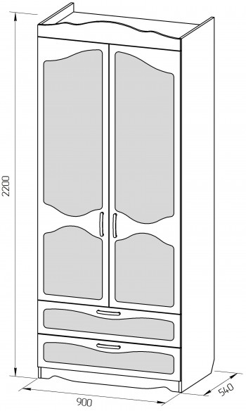 Шкаф 2-х створчатый с ящиками серии Иллюзия 02 Бежевый в Артёмовске - artyomovsk.mebel54.com | фото