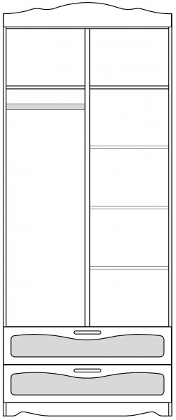 Шкаф 2-х створчатый с ящиками серии Иллюзия 99 Серый в Артёмовске - artyomovsk.mebel54.com | фото