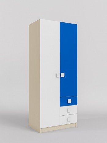 Шкаф 2-х створчатый с ящиками Скай люкс (Синий/Белый/корпус Клен) в Артёмовске - artyomovsk.mebel54.com | фото
