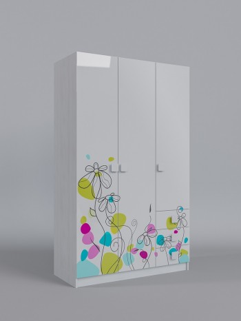 Шкаф 3-х створчатый с ящиками Флёр (Белый/корпус Выбеленное дерево) в Артёмовске - artyomovsk.mebel54.com | фото