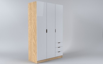 Шкаф 3-х створчатый с ящиками Лофт (Белый/корпус Дуб Сонома) в Артёмовске - artyomovsk.mebel54.com | фото