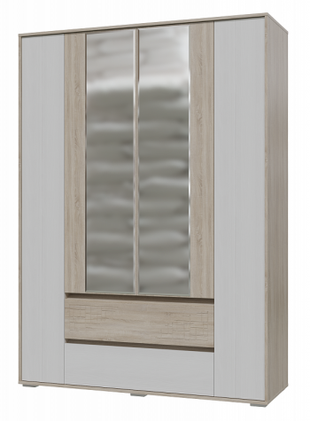 Шкаф 4-х дверный с ящиками Мальта 1600 Дуб сонома/Рамух белый в Артёмовске - artyomovsk.mebel54.com | фото
