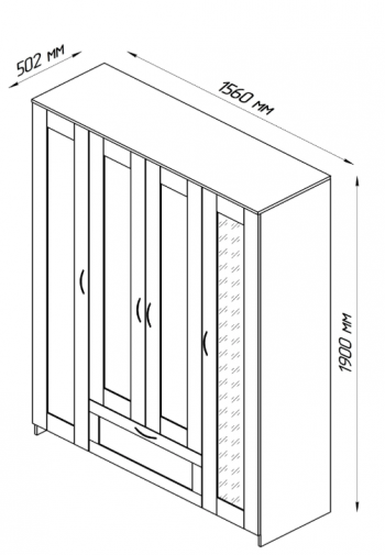 Шкаф четырехдверный Сириус с 1 зеркалом и 1 ящиком белый в Артёмовске - artyomovsk.mebel54.com | фото