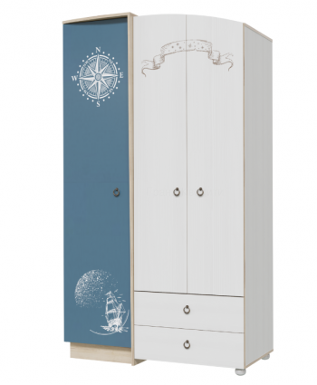 Шкаф для одежды Бриз 1200 Дуб ривьера/ Рамух белый/синий в Артёмовске - artyomovsk.mebel54.com | фото