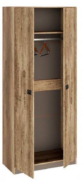 Шкаф для одежды «Пилигрим» (Дуб Каньон светлый, Фон серый) в Артёмовске - artyomovsk.mebel54.com | фото