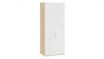Шкаф для одежды с 2 глухими дверями «Эмбер» Яблоня Беллуно/Белый глянец в Артёмовске - artyomovsk.mebel54.com | фото
