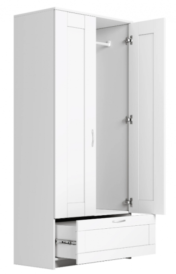 Шкаф двухдверный Сириус с 1 ящиком белый в Артёмовске - artyomovsk.mebel54.com | фото