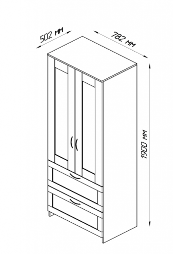 Шкаф двухдверный Сириус с 2 ящиками дуб сонома в Артёмовске - artyomovsk.mebel54.com | фото