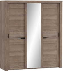 Шкаф трехдверный Соренто с раздвижными дверями Дуб стирлинг/Кофе структурный матовый в Артёмовске - artyomovsk.mebel54.com | фото